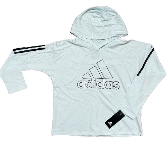 Adidas Girls L ( 14 )  Mint Green Loose Fit Hoodie Tee Shirt NWT - Picture 1 of 6